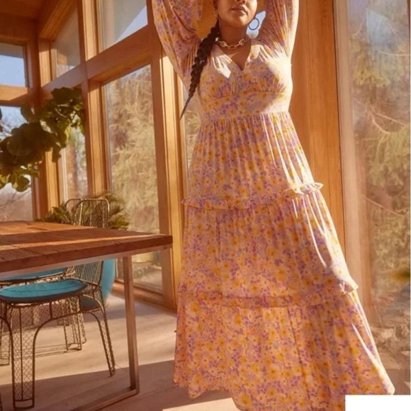 Eloquii Pastel Floral Tiered Long Sleeve Maxi Dress NWT - Picture 4 of 10